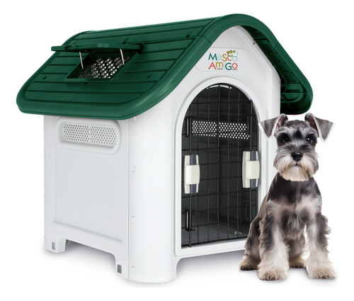 Casa Para Perro Térmica Mascoamigo Con Puerta Razas Chicas Color Verde Musgo