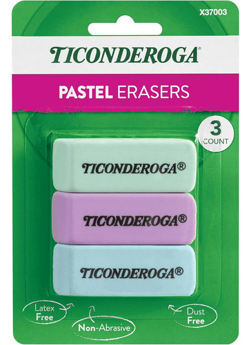 Gomas De Borrar Cuña Colores Pastel 3 Unidades Ticonderoga