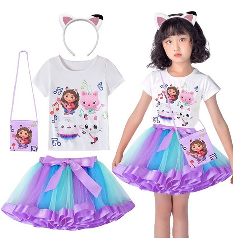 Disfraces De Gabby Dollhouse Cosplay Conjunto Tutu Faldas Traje Ropa Fantasía Fiesta Cumpleaños