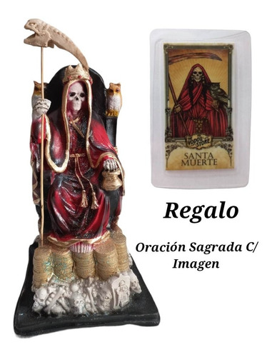 Figura Resina Santa Muerte Roja Trono Millonario 