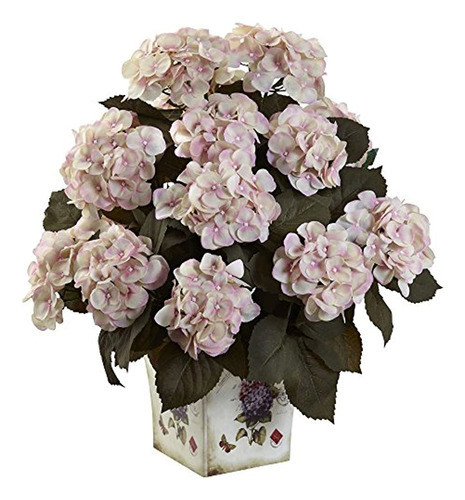 Hortensia Casi Natural De 1396 Cp Con Maceta Floral Grande, 