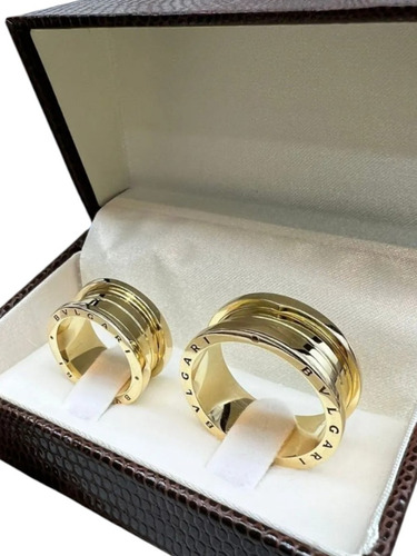 Par De Alianças Ouro 18k 10mm Estilo Bvlgari + Anel Noivado