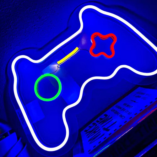 Letrero Neón Fragments Control De Videojuegos Usb Blanco