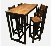 Comprar Desayunador De Madera Con 4 Banquetas