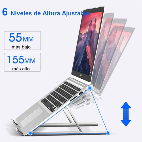 Soporte Ajustable Para Laptop Base Portatil Plegable Tablet Plateado
