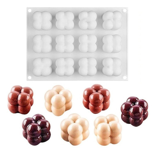 Molde Silicona Burbuja Cubo Chico Para Velas Reposteria 