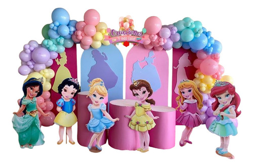 Kit Decorativo Princesas Niñas 6 Figuras En Coroplast 80 Cm