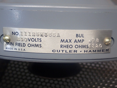 Cutler-hammer 11125h365a 230v .78max Amp 4320 Rheo Ohms Zza