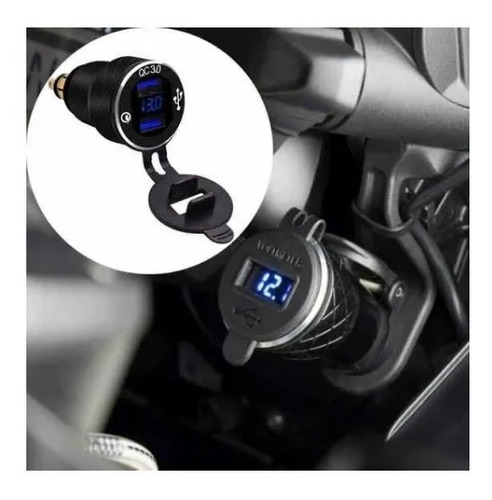 Imagen 2 de 8 de Cargador Bmw Din Usb Doble Con Voltimetro Carga Rapida