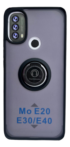 Funda Para Celular Motorola E30, E32, E40 Con Anillo Negro E30