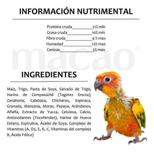 1 Kg Papilla Macao Para Loros Con Jeringa Para Empapillar .