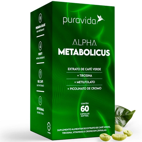 Alpha Metabolicus Suplemento Metabolismo 60 Caps Pura Vida Sabor Natural