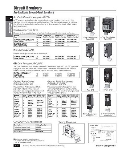 Siemens Qa115afc 15-amp Single Pole 120 Voltios Plug-on Comb