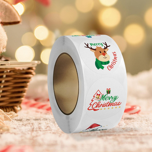 3 Rollo De 500 Pegatinas Navideñas Para Hacer Estilo C