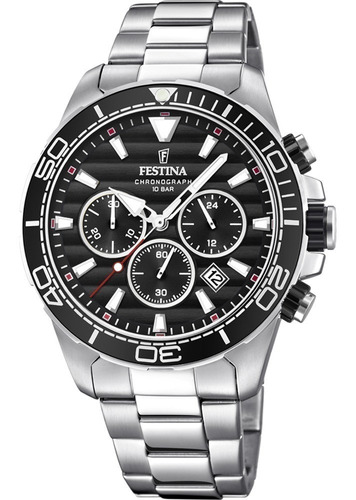 Reloj Festina Hombre Deportivo Negro Acero Crono F20361.4