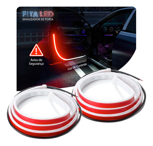 Kit 4 Fitas Porta Tucson 2018 Neon Branco Vermelho Tunning