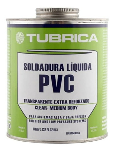 Pega Para Tuberia Pvc 1/16 Alta Y Baja Presión Tubrica 237ml