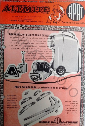 Antiguo Folleto Fipat Balanceador Electrónico Ruedas Años 60