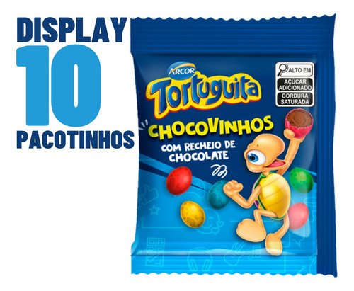 1 Caixa Com 10 Mini Ovos De Chocolate Chocovinhos Tortuguita