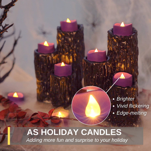 24 Velas Led Homemory Luces De Te Sin Llama Parpadeante Moradas