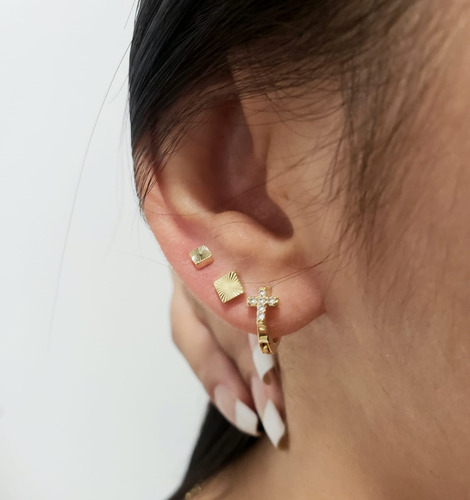 Topos Aretes De Hombre Mujer Unisex Oro 18k Laminado + Caja