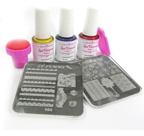 Set Stamping Lv 3 Esmaltes 2 Placas +sello Lefemme