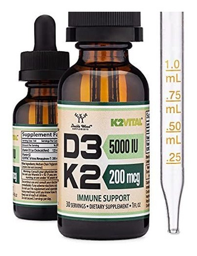 Gotas Liquidas De Vitamina D3 K2 (5,000 Ui De D3 Y 200 Mcg D