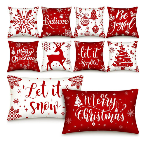 Newwiee De 10 Piezas De Almohada De Navidad Almohadas De Tir