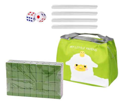 Juego De Mahjong De Viaje Portátil Con Bolsa, Juego Verde