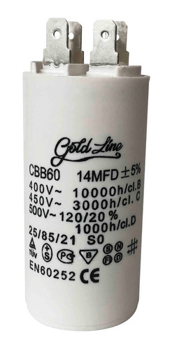 Capacitor Lavarropas  14 Uf Microfaradios 400 Vac 