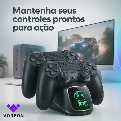 Carregador Base Duplo para Controle Dualshock 4 ( PS4, Ps4 Slim, ...