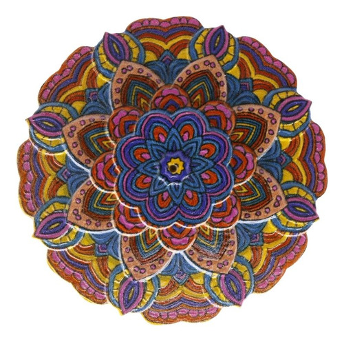 Mandala Em Resina Para Decoração Azul Rosa E Amarela