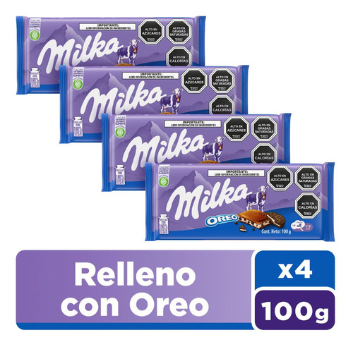 5x Chocolate Milka® Relleno Con Oreo Y Crema Barra 100 G