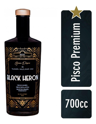 Pisco Ahumado Premium Black Heron 1 Unidad 700cc