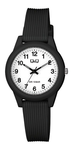 Reloj Q&q Qyq Vs13j001y Deportivo Goma Dama + Estuche Color de la correa Negro