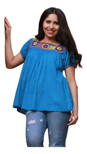 Blusa Mujer Mexicana Bordada A Mano Chiapas