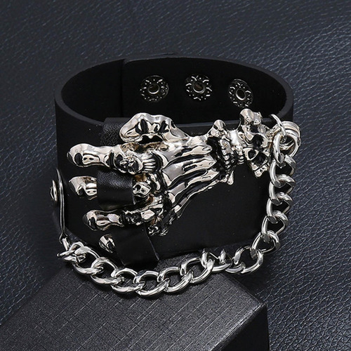 Brazalete De Cuero Pu Brazalete Rock Muñequeras Brazalete