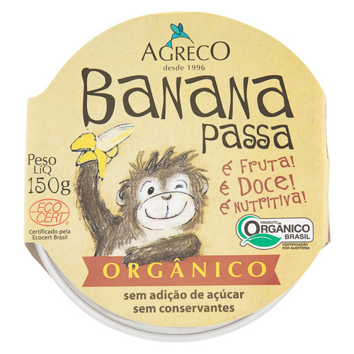 Banana-Passa Orgânica Agreco Pote 150g