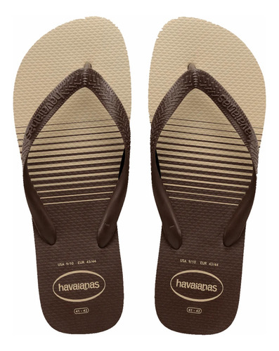 Ojotas Havaiana Top Basic Marron Oscuro Y Claro Con Rayas