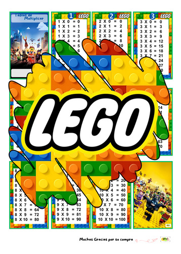 Kit Imprimible Tabla De Multiplicar Y Dividir Lego