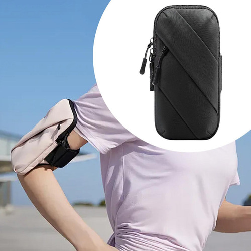 Brazalete Deportivo Para Correr, Funda Con Soporte Negro