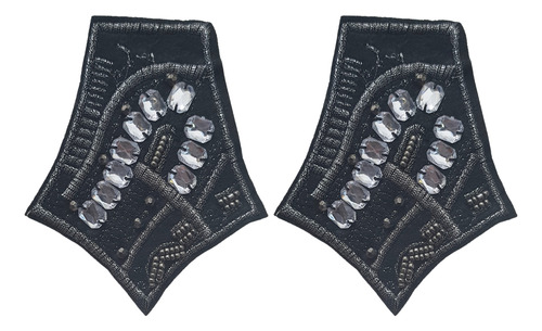 Aplique Bordado C/ Lurex Y Piedras X Par Art.285ch2102 Negro Bordada