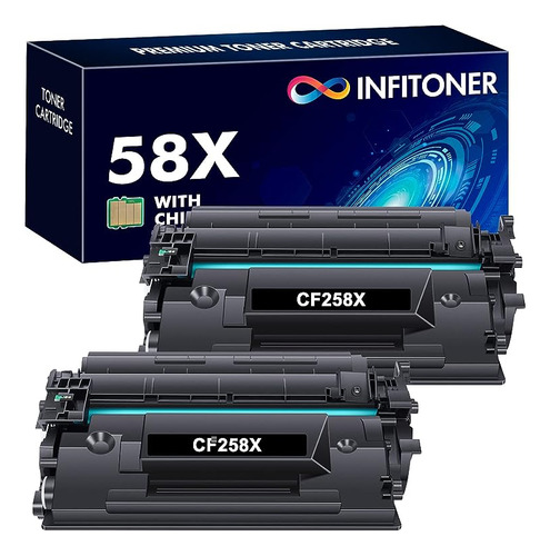 58x Cf258x Paquete 2 Toner Rendimiento Con Chip Repuesto Com