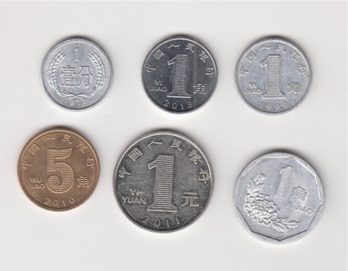6 Monedas China Diferentes Colección 1977 A 2013 (c85)