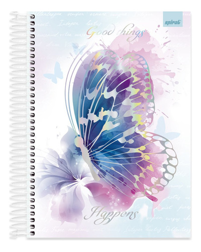 Caderno Universitário Flutter Capa Dura 10x1 160 Folhas Borboleta