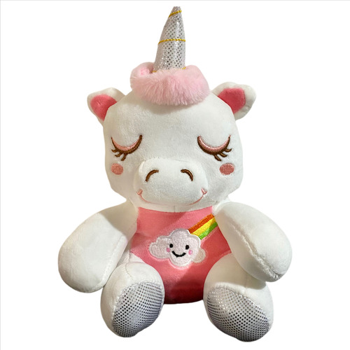 Peluche Unicornio Sentado Tierno Arcoíris Kawaii Novios 