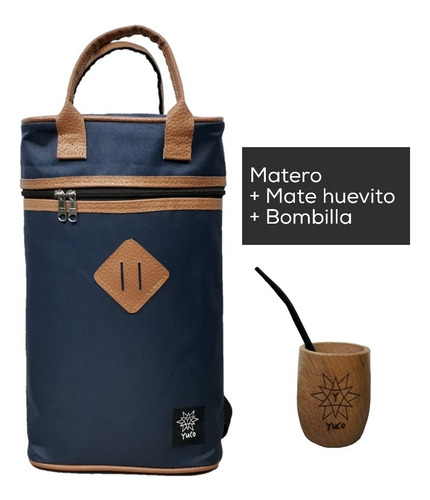 Imagen 1 de 5 de Combo Bolso Matero Yuco + Mate Algarrobo + Bombilla
