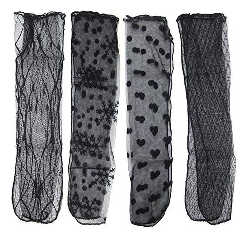4 Pares De Calcetines Tobilleros Sueltos De Malla De Encaje