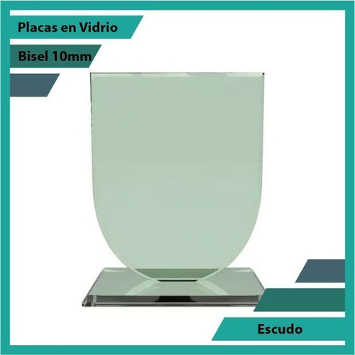 Placas Conmemorativas En Vidrio Forma  Escudo Plano