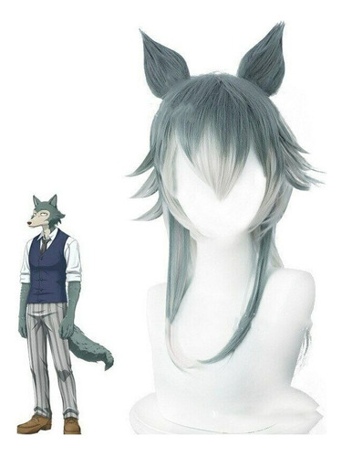 Peluca De Pelo Corto Anime Beastars Legoshi Wolf De 45 Cm